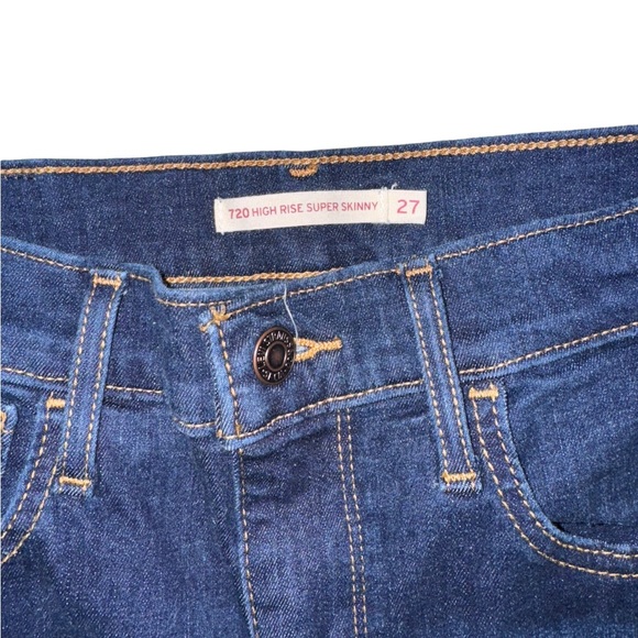 Levi’s 720 High Rise Super Skinny Dark Wash Jean Women’s Size 4/27 - Picture 5 of 7